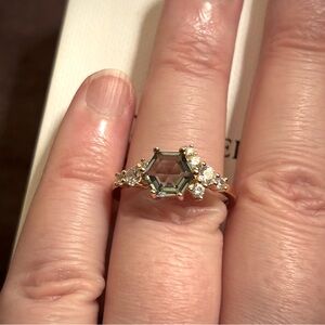 Charmed Aroma-Sterling Silver 925 Plated W/14k Champagne Gold & CZ Gems-Ring